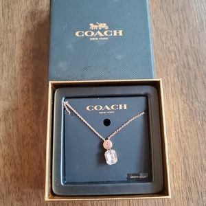 Coach pink emerald cut necklace 16 inches